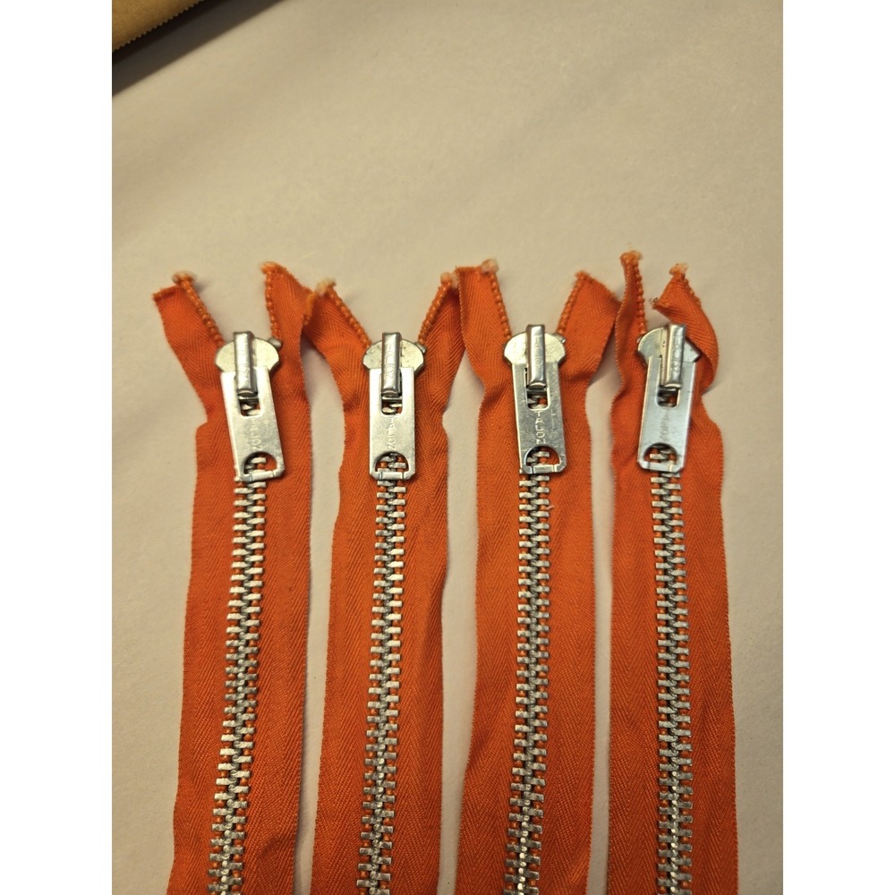 Vtg Lot Of 4 Talon 13.5-14" Separating Zipper Orange Aluminum Pull Open End